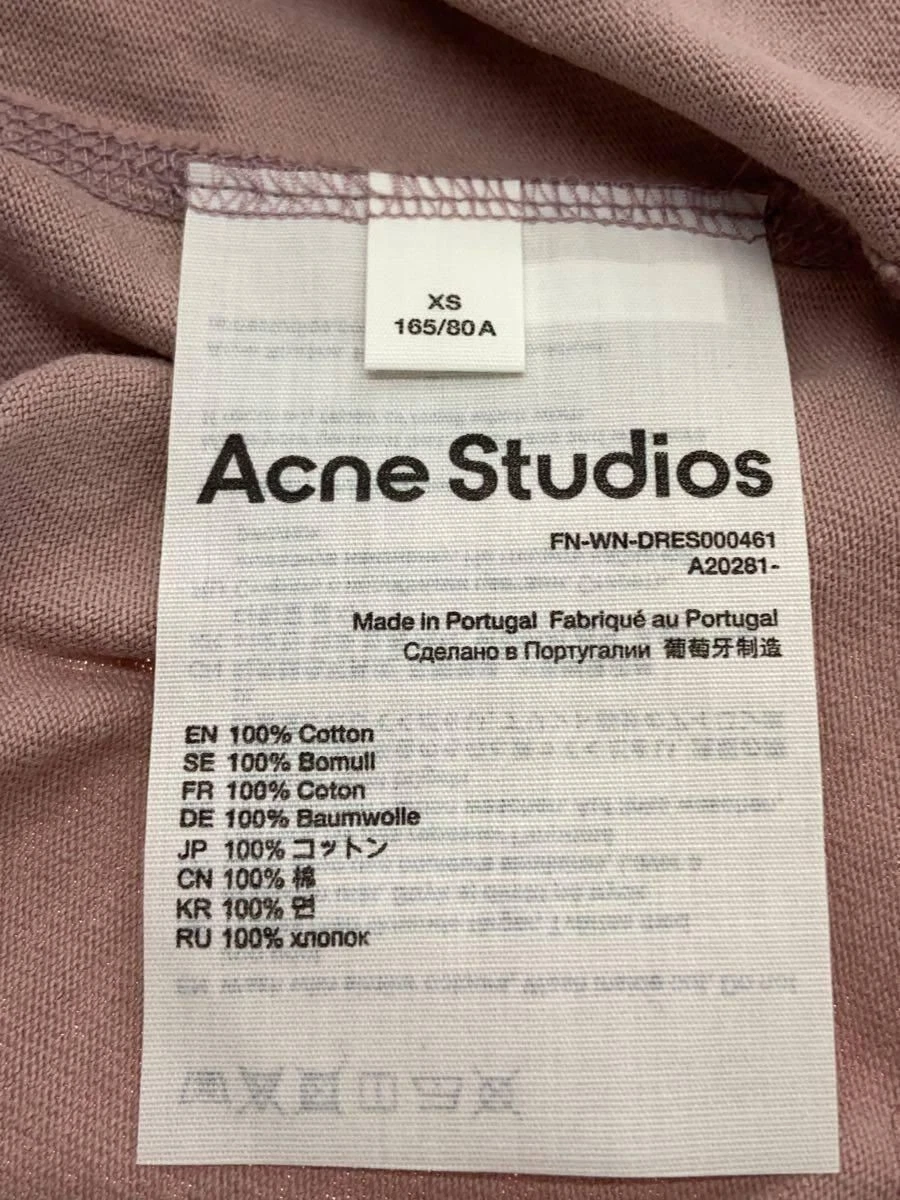 Acne Studios t shirt abito logo XS cotone rosa DRES000461