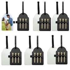 6 Pack Sublimation Blank Golf Tee Holders with Tees PU Leather Golf Ball Tag