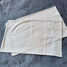 Set of 2 Vtg Ralph Lauren Queen White Blue Ticking Stripe Standard Pillowcases
