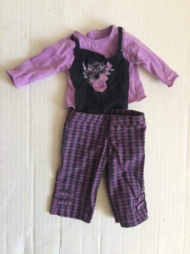 American Girl Singing Star Outfit Purple Plaid Pants Guitar Shirt
