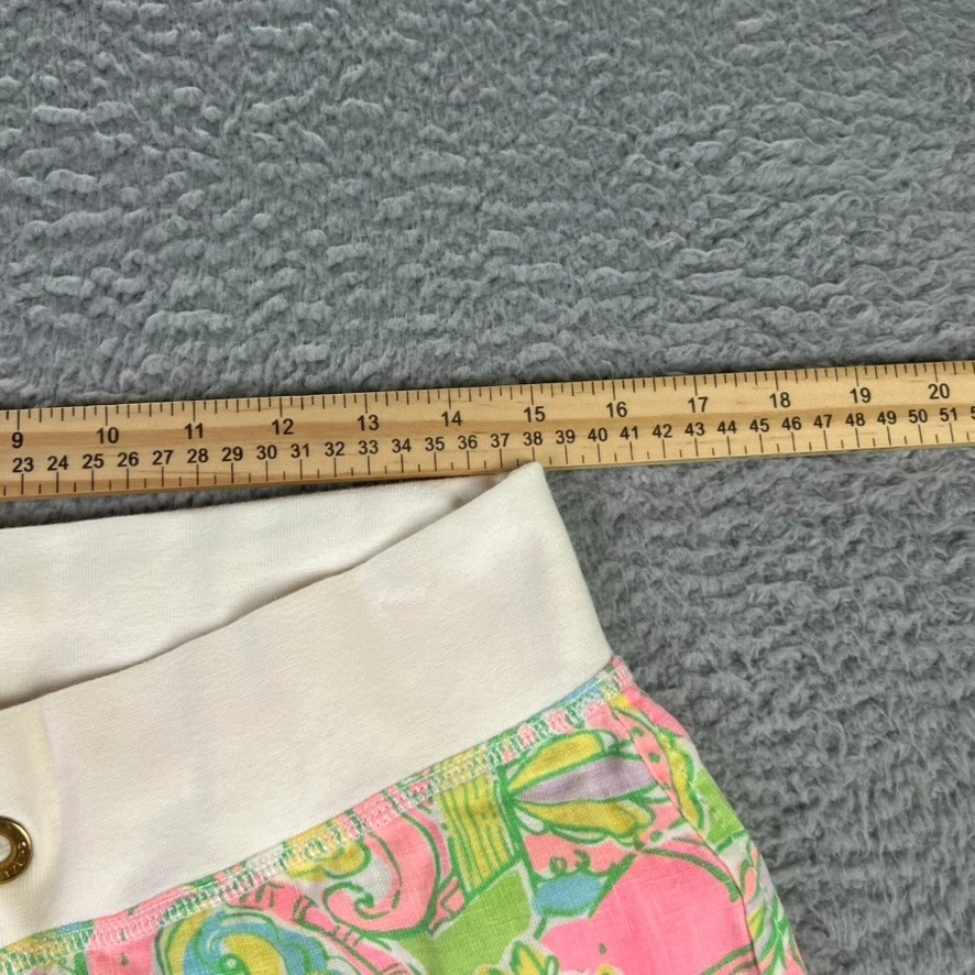 Pantalones Lilly Pulitzer Mujer Medianos Multicolor Elefantes Pierna Ancha Lino Playa Foto 4 de 4