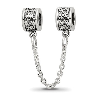 Silver Reflections Security Chain Floral Bead QRS120