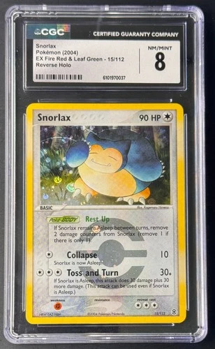 POKEMON CARD 2004 EX SNORLAX HOLO FIRE RED & LEAF GREEN #15 GRADED CGC 8