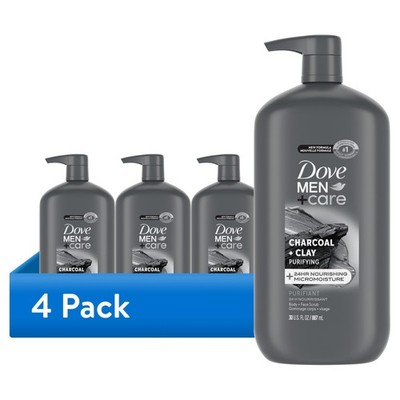 (4 Pack)  Elements Liquid Body Wash and Face Wash Charcoal + Clay Nourishing Cle