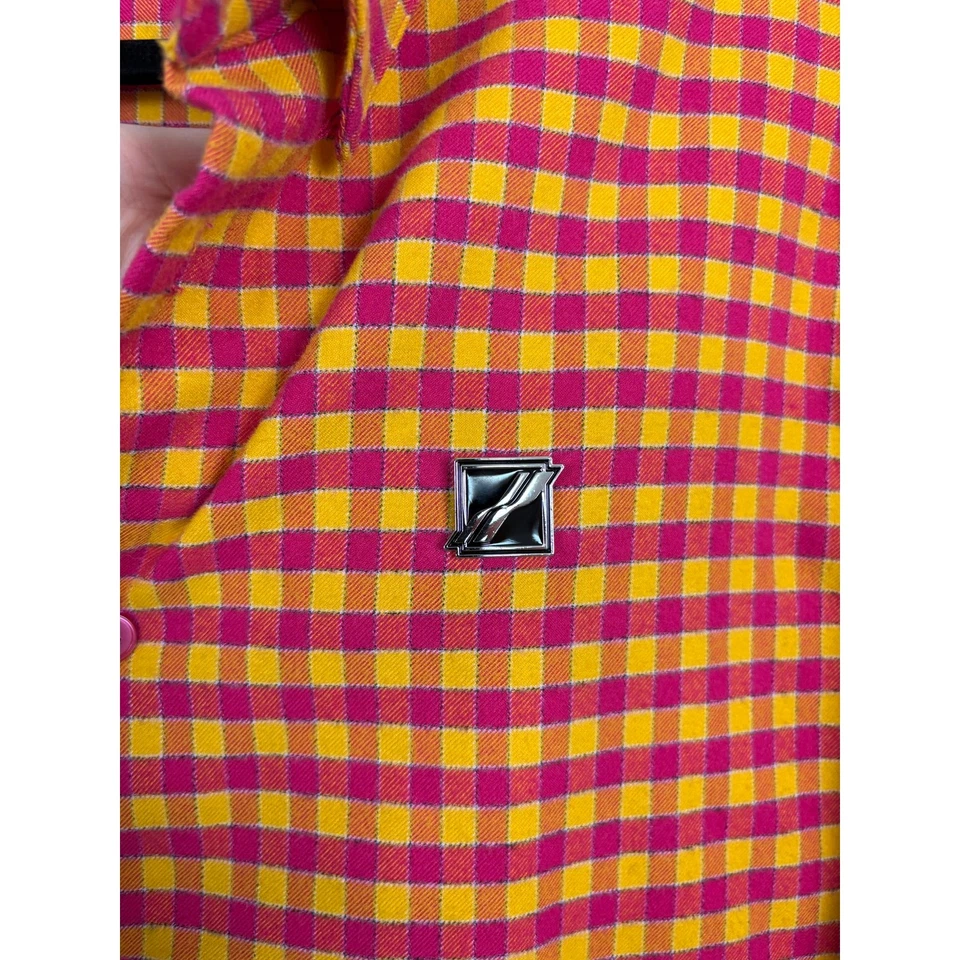 Camisa unissex de algodão flanela botão estampa logotipo xadrez WE11DONE NOVA SEM ETIQUETAS média - Imagem 3 de 4