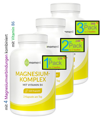 Magnesium-Komplex   mit 4 Magnesiumverbindungen kombiniert & Vitamin B6