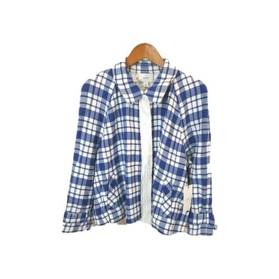 Lewit Womens Jacket  Blue White Eyelet Trim Check Print Zip Sz XL NEW $499