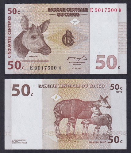 Banknote Kongo 50 Cent 1997 P.-84A FDS/UNC