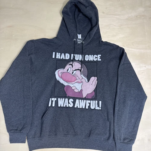 Disney Grumpy Dwarf Hoodie Size Medium "I Had Fun Once It Was Awful" Unisex
