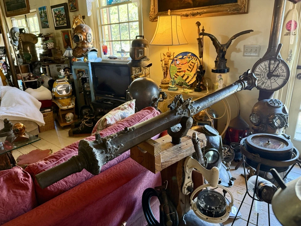 Antiguo cañón Lantaka de bronce del siglo XVIII indonesio 50" Foto 2 de 4