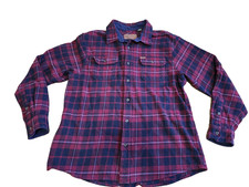 Orvis Mens Flannel Button Down Shirt Size XL with Hand Pockets Red Plaid Cotton