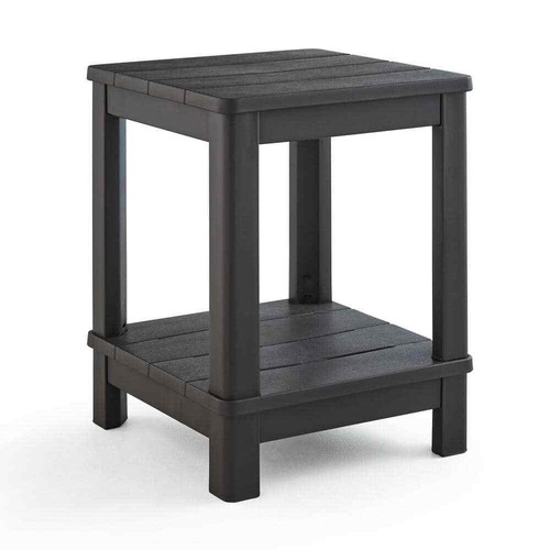 Deluxe 20 in. Resin Brown Square Patio Side Table With Storage - Picture 3 of 6