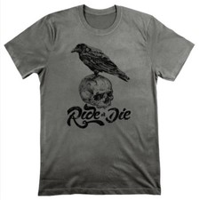 Biker T-Shirt Street Racing Fast Motorcycle Biker LA, Vegas, skull dark gray tee