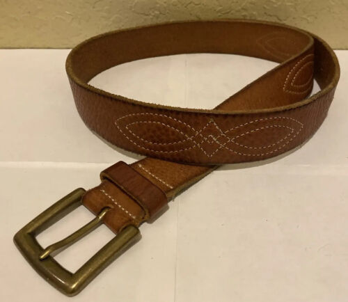 1990s Vintage Cowhide Leather Stud Belt 3238 Waist, 1.4 Width Used 