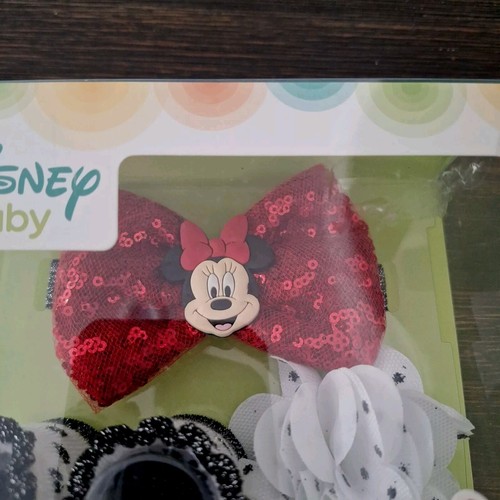 Disney Minnie Mouse Bootie Socks Headband Hair Clip 0-12 month Baby Shower UB - Picture 3 of 7