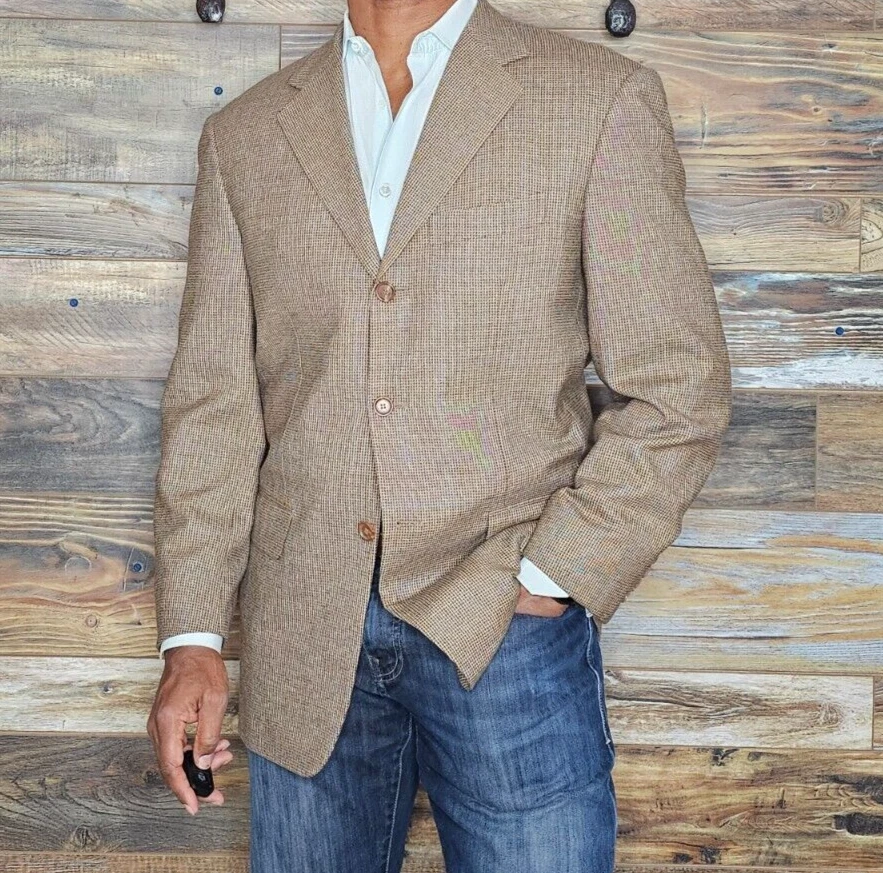 Blazer Chaqueta Deportiva Pal Zileri 100% Lana Marrón Pata de Gallo Talla 41R *EXCELENTE* Foto 2 de 4