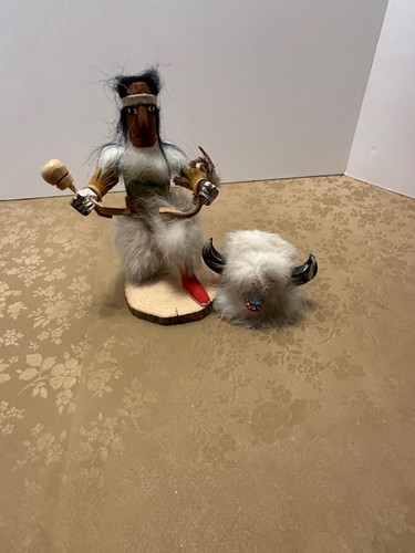 Vtg Navajo Kachina Doll White Buffalo Warrior Native American Signed - 第 8/11 張圖片