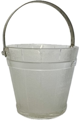 Apple Basket Bushel Anchor Hocking Glass Silver Handle Centerpiece Candy Bowl
