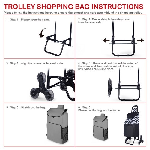 Shopping Trolley Cart Foldable Grocery Basket Market Luggage Bag Wheels Carts - Picture 36 of 84
