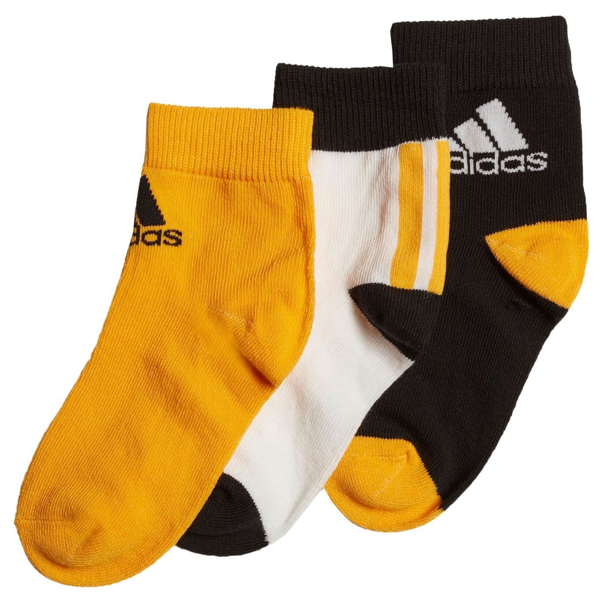 Adidas Kids 3-Pack Sneaker Socks Set Boys Toddlers Black Yellow