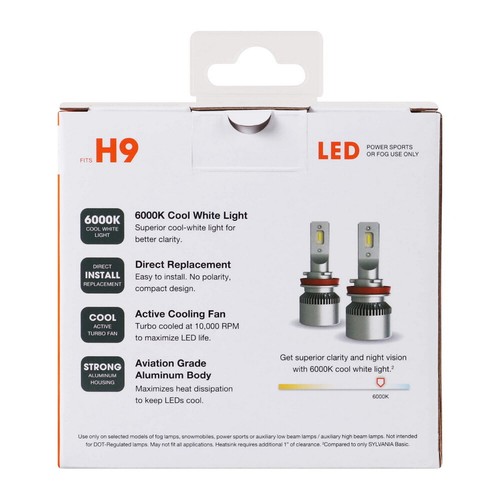 Sylvania H9 LED Powersport Headlight Bulbs for Off-Road Use or Fog Lights - 2PC - Picture 2 of 9