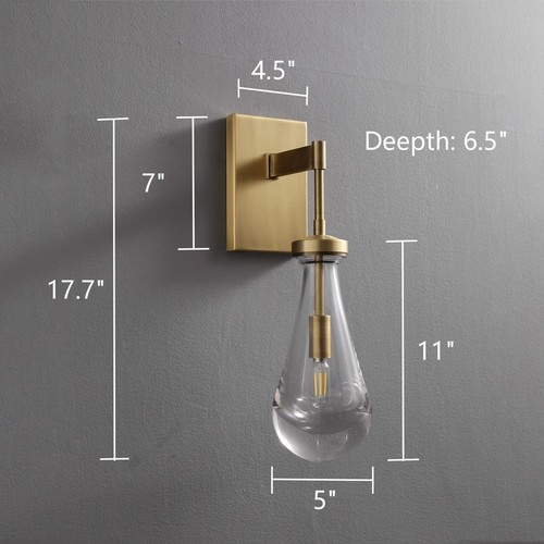 Dimmable Raindrop Sconces Brass Sconce Gold Wall Sconces Set of Two - Picture 14 of 16
