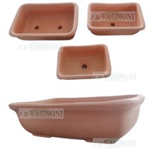 3 Vasi vaso per Bonsai japan giapponese in terracotta rettangolare set completo