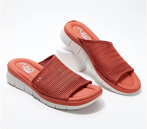 Ryka Knit Slide Sandals with Plush Fit-Ellie-Adobe Red-8M-NEW-A469901 | eBay