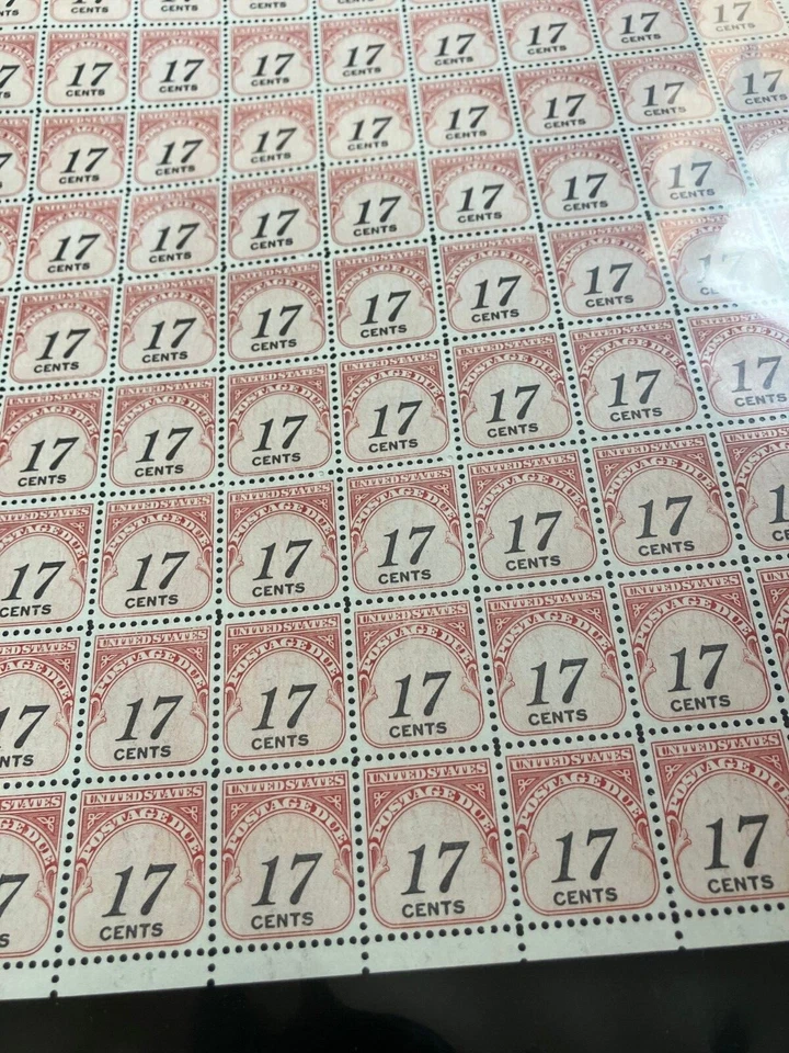 U.S #J104 17¢ POSTAGE DUE SHEET mint N/H Dull Gum 35307 Premium Series - Image 3 of 3
