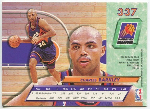 1992-93 Fleer Ultra #337 Charles Barkley Phoenix Suns - Picture 2 of 2