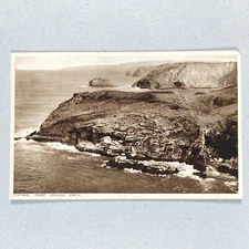 England RPPC Antique Postcard Tintagel Cornwall, Ocean Coast Headland. B69