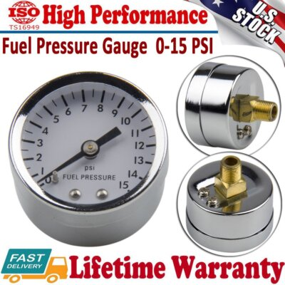 #ad 1561 White Face 0 15 psi1 1 2 Inch diameter Analog Fuel Pressure Gauges USA $11.75