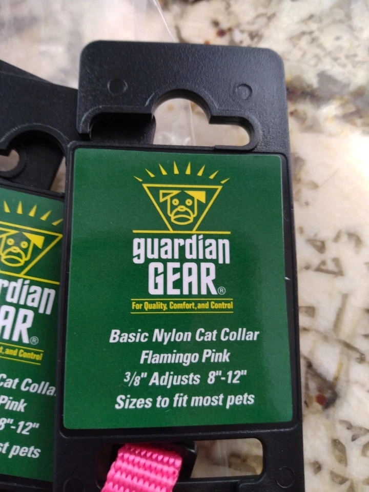 Guardian Gear Breakaway 尼龙猫项圈 8-12 英寸火烈鸟粉色 — 第 3/3 张图片
