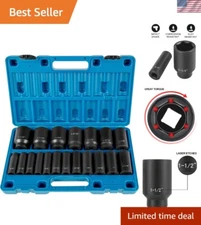19 Piece, Deep Socket, 6-Point Sockets, Rugged Construction, Cr-V, 1/2 Inches...