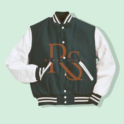 Men's Green & White Letterman Jacket Versity Jacket Classic Style Versity Jacket