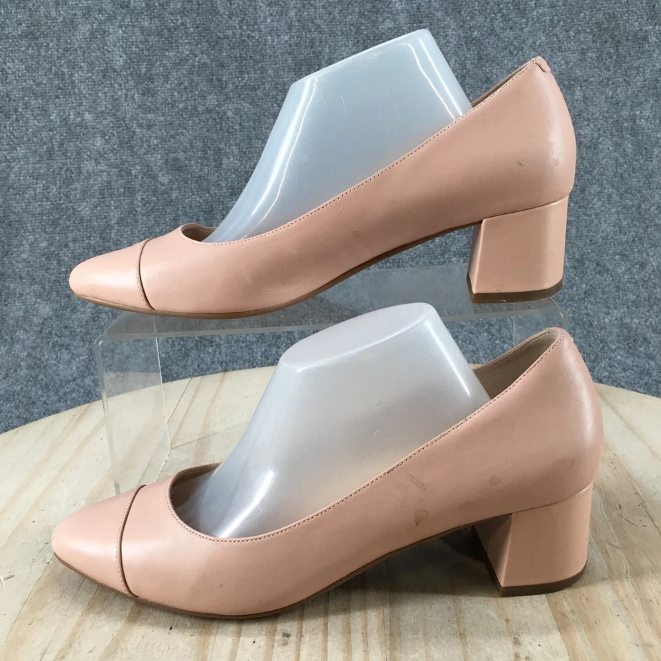 Cole Haan Zapatos Mujer 6.5 B Bomba Sin Cordones Tacones Bloque Impermeables Cuero Rosa Foto 2 de 4