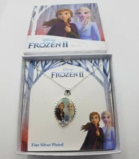 Disney Frozen II Fine Silver Plated Anna Elsa Pendant Necklace Live Your Truth