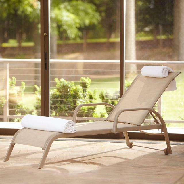 Hampton Bay Westin Commercial Contract Grade Sling Patio Chaise Hampton Bay Chaise Lounge Adjule Backrest Weather Resistant Stackable Wheels