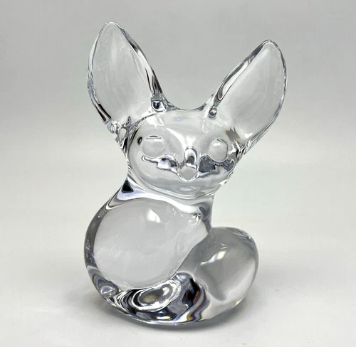 Daum Crystal Fox Fennec Figurine Paperweight Clear Signed France 5in