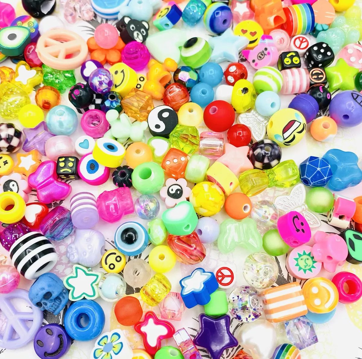 Y2K - DIY - Kandi Mixed Beads - Rave Jewelry - 90’s - Acrylic - Resin -  Polymer