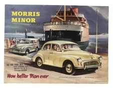 1958 Morris Minor 1000 Brochure Poster Art Engine Specifications Vintage Car