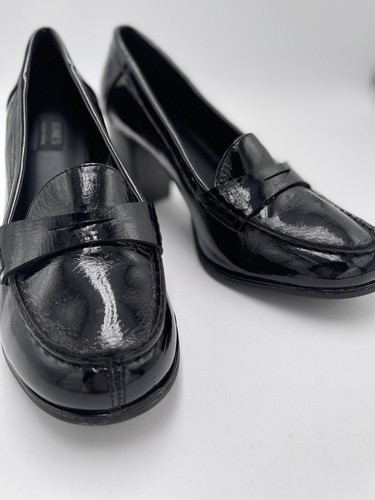 JONES NEW YORK Black High Heel Penny Loafers Sze 9M Patent Leather Mint - Picture 11 of 11