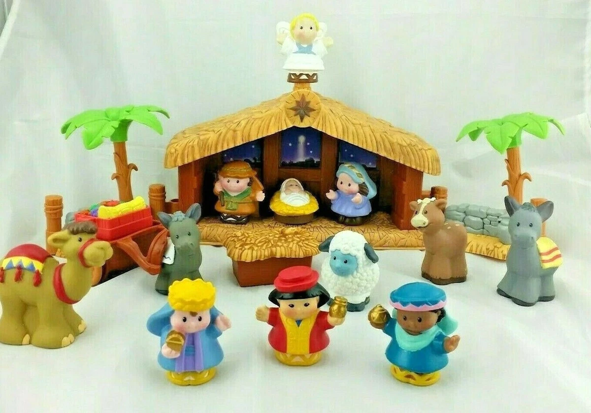 Christmas Story Nativity Manger Scene Little People Fisher Price 18 Pcs Orig Box