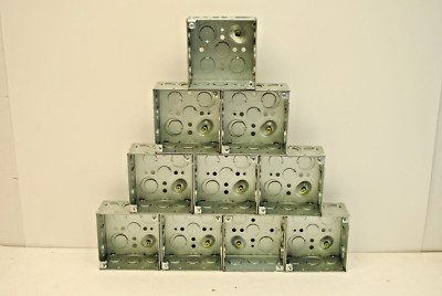 Lot of 10 PCS 4'' Square 2-1/8'' Deep Steel Electrical Outlet Box 1/2'' & 3/4'' KO's