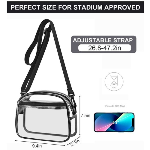 Clear Bag Stadium Approved Purse Transparent Crossbody Concert Bag for Women Men - Picture 7 of 12