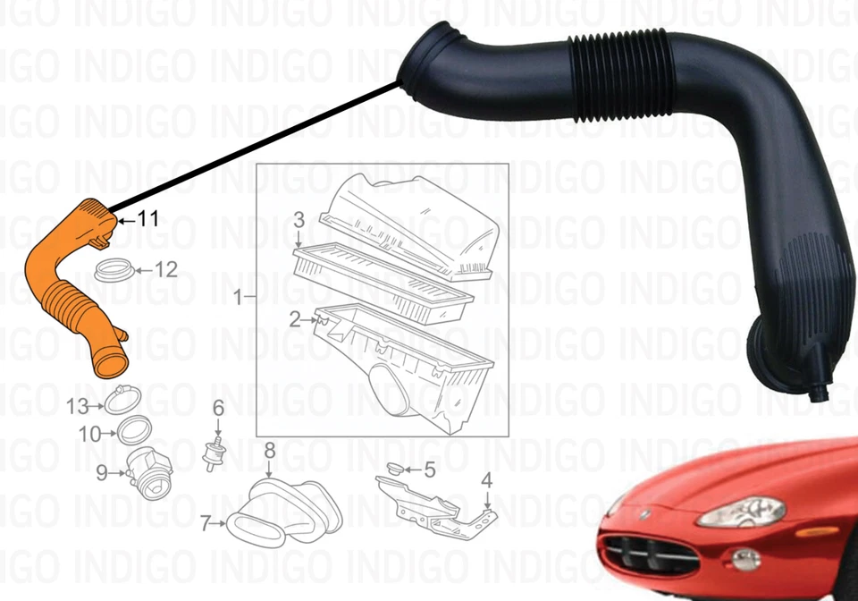 Tubo de aire de admisión de aire Jaguar OEM 2003-2006 XK8 4,2 L V8 C2N1041 Foto 2 de 3