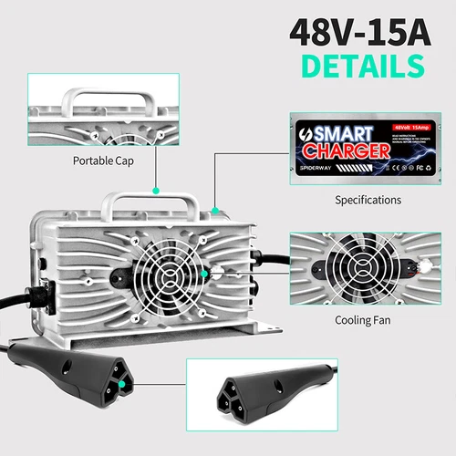 48 Volt 15 AMP Golf Cart Battery Charger 3 Pin Triangle Plug For EZGO RXV TXT - Picture 8 of 10