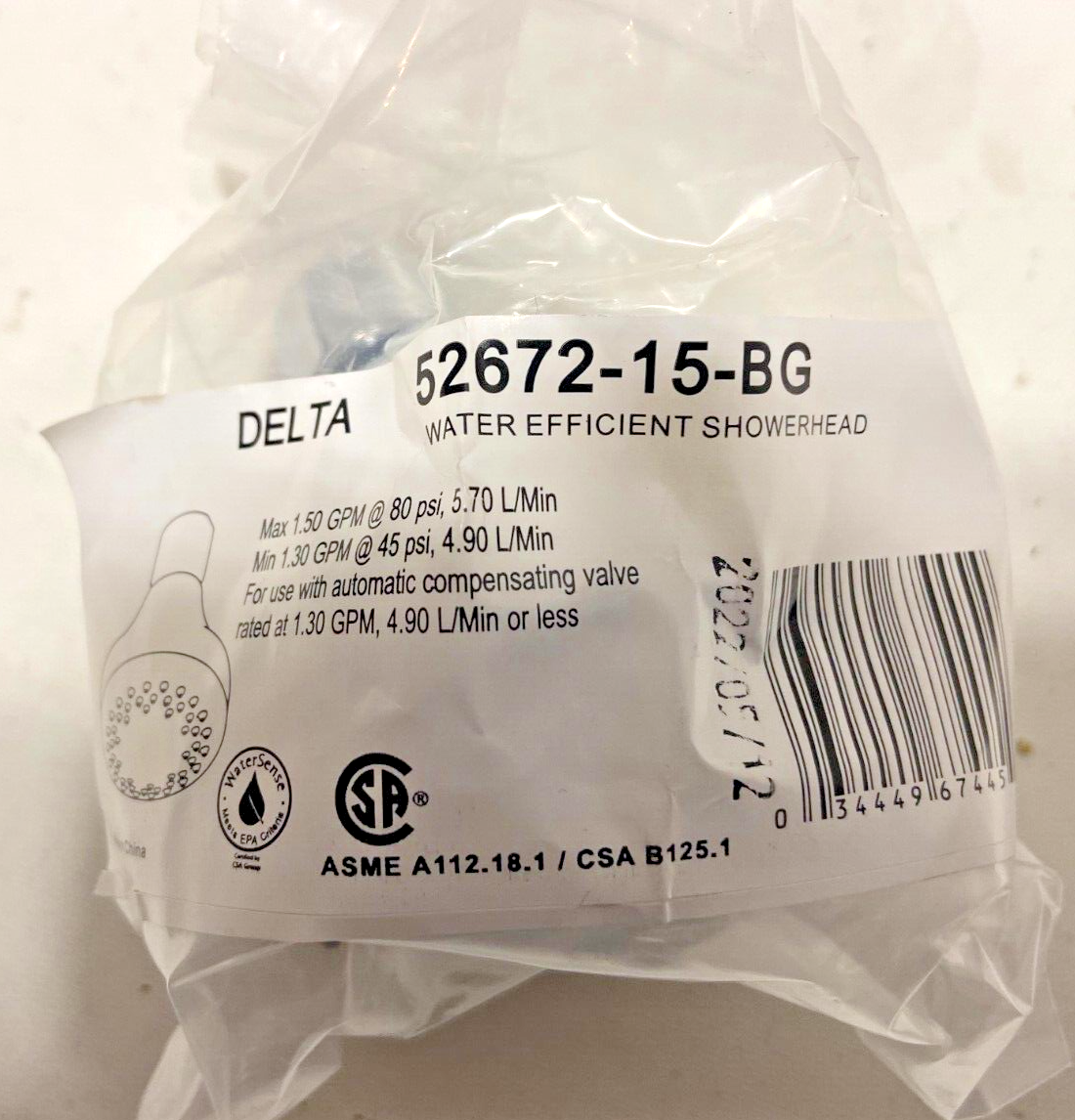 Delta Faucet 52692-15-bg Water Efficient Shower Head Chrome for