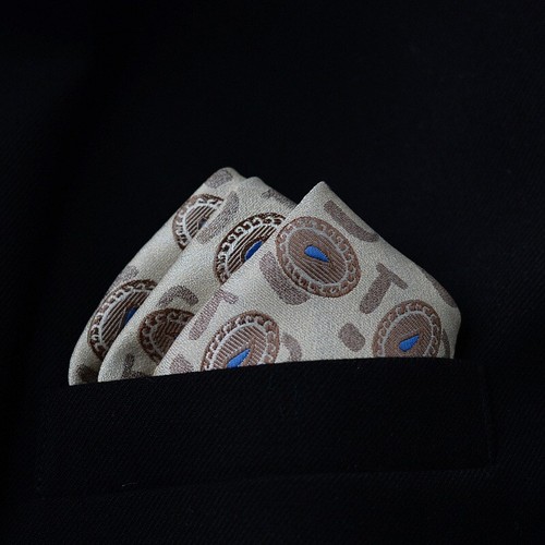 Accessori tuta vintage uomo tasca quadrata paisley fazzoletto petto business - Foto 16 di 20