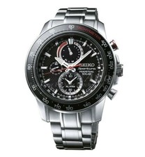 Seiko SSC357P1 Sportura Perpetual Solar Silver Black NEW